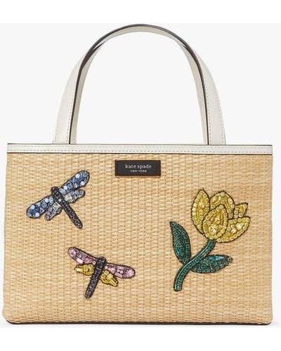 Kate Spade The Original Bag Icon Dragonfly Embellished Tote Bag Aus Stroh - Natur