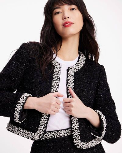 Kate Spade Embellished Tweed Jacket - Black