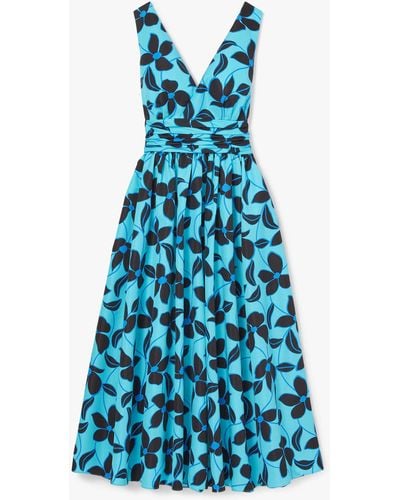 Kate Spade Floral Vines Kleid mit V-Ausschnitt - Blau