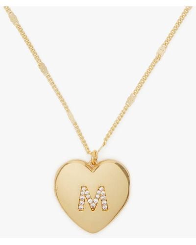 Kate Spade M Heart Letter Locket Necklace - Metallic