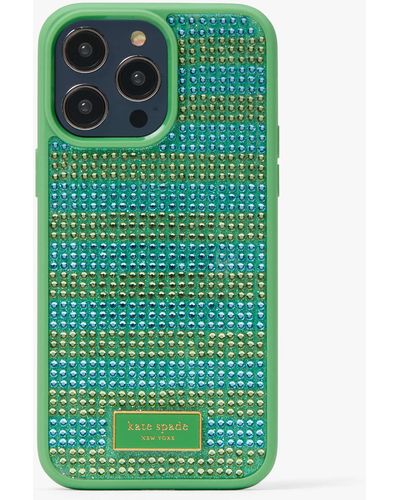 Kate Spade Seaside Stripe Hülle Für Iphone 14 Pro max Mit Pailletten - Grün