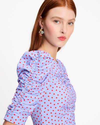 Kate Spade Spring Time Dot Ruched Top - Purple