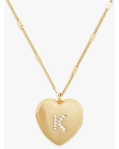 Kate Spade K Heart Letter Locket Necklace - Metallic