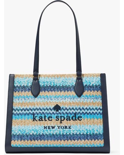 Kate Spade Ellie Tote Bag aus Stroh - Blau