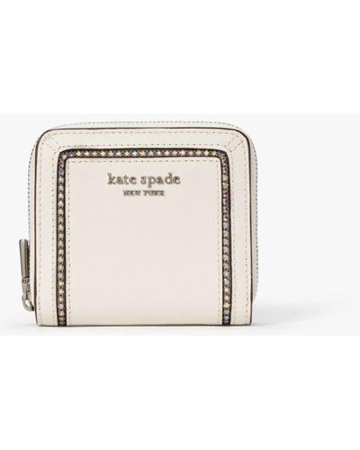 Kate Spade Morgan Crystal Inlay Saffiano Small Wallet - Natural