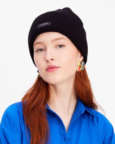 Kate Spade Sam Label Cuff Beanie - Blue