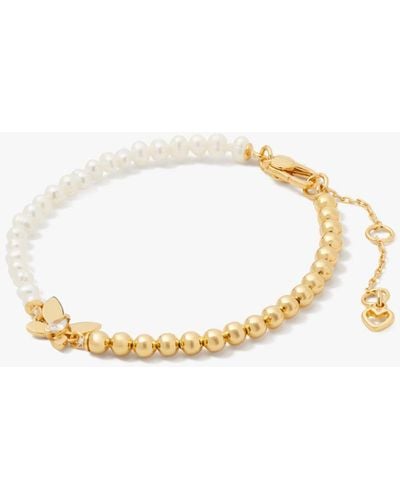 Kate Spade Social Butterfly Pearl And Gold Bead Bracelet - Natural