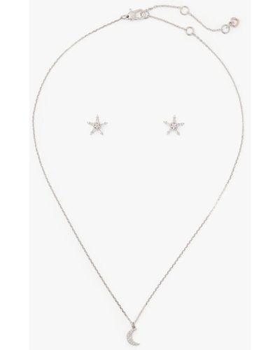 Kate Spade Star & Moon Pendant & Studs Set - White