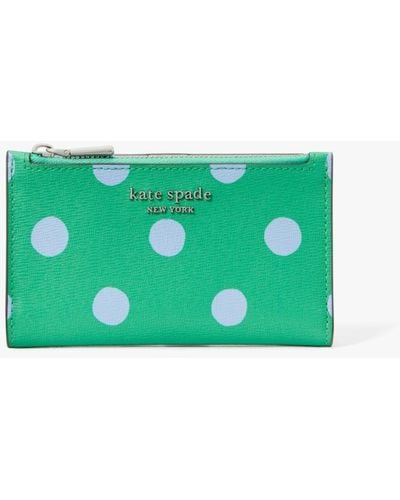 Kate Spade Morgan Sunshine Dot Small Slim Bifold Wallet - Green