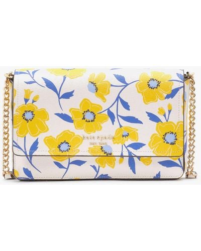 Kate Spade Morgan Sunshine Floral Portemonnaie mit Überschlag und Kette - Weiß
