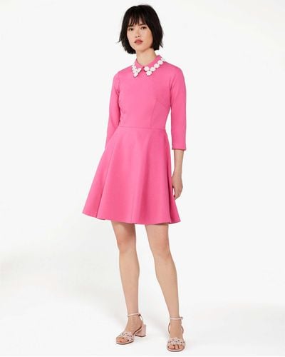 Kate Spade Floral Collar Kleid aus Ponté - Pink
