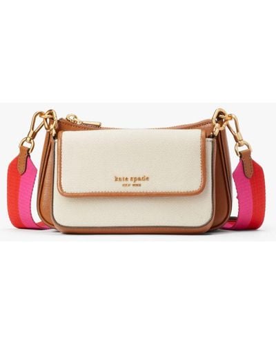 Kate Spade Double Up Racing Stripe Canvas Crossbody - Pink