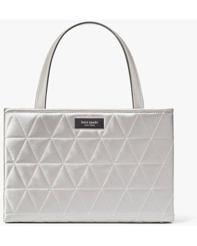 Kate Spade Sam Icon Quilted Satin Small Tote - Grey