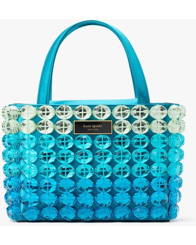 Kate Spade Sam Icon Candy Beaded Satin Small Tote - Blue