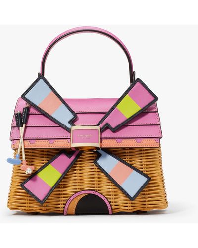 Kate Spade Tee Time 3D Windmill Tasche aus Korb mit Griff - Pink