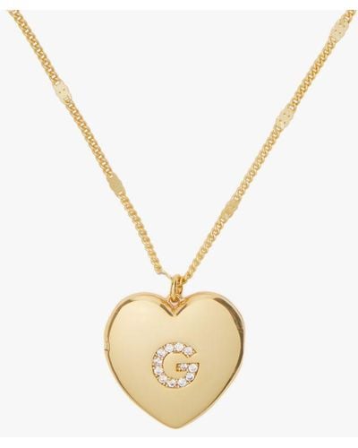Kate Spade G Heart Letter Locket Necklace - Metallic