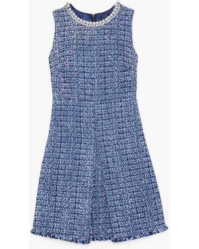 Kate Spade Pearl Collar Kleid aus Tweed - Blau