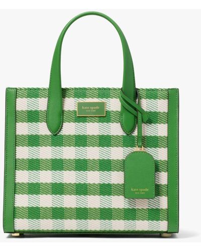 Kate Spade Manhattan Gingham Tweed Fabric Small Tote - Green