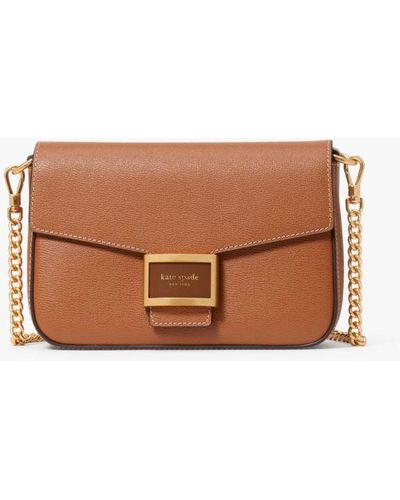 Kate Spade Katy Textured Leather Flap Chain Crossbody - Brown
