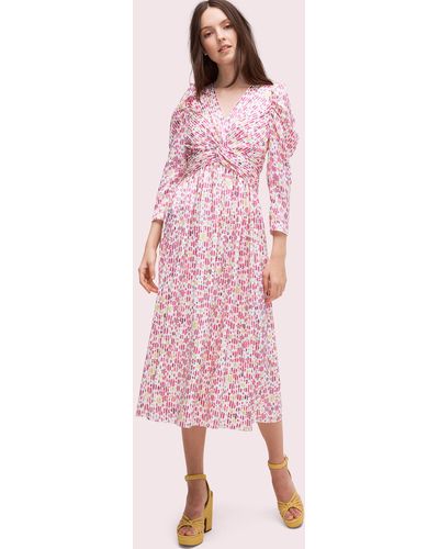 Kate Spade Marker Floral Devore Dress - Pink