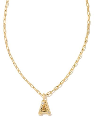 Kendra Scott Crystal Letter A Gold Short Pendant Necklace - Metallic