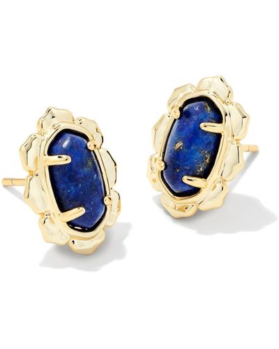 Kendra Scott Piper Gold Stud Earrings - Blue