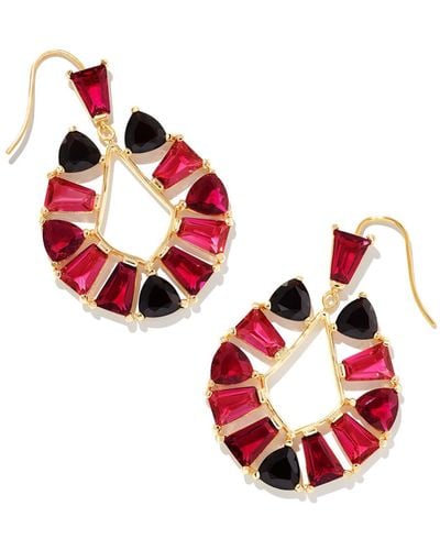 Kendra Scott Blair Gold Jewel Open Frame Earrings - Red