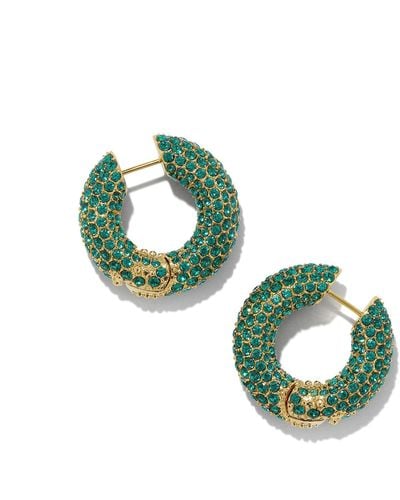 Kendra Scott Mikki Gold Pave Hoop Earrings - Green