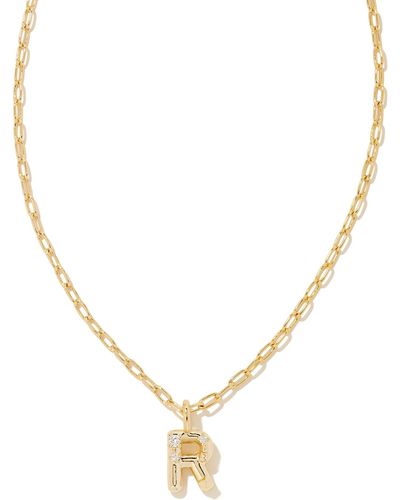 Kendra Scott Crystal Letter R Gold Short Pendant Necklace - Metallic