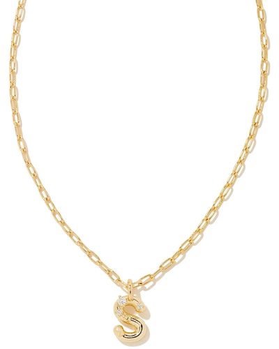 Kendra Scott Crystal Letter S Gold Short Pendant Necklace - Metallic