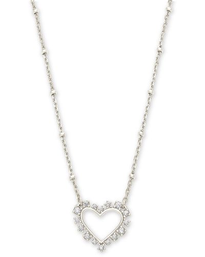 Kendra Scott Ari Heart Silver Pendant Necklace - White