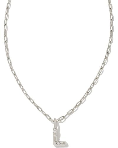 Kendra Scott Crystal Letter L Silver Short Pendant Necklace - Metallic