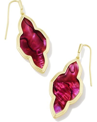 Kendra Scott Framed Abbie Gold Drop Earrings - Red