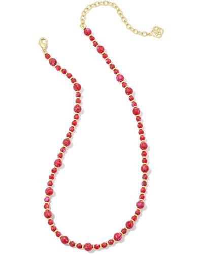 Kendra Scott Jovie Gold Beaded Strand Necklace - Red