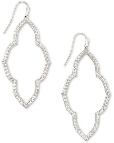Kendra Scott Abbie Silver Open Frame Earrings - White