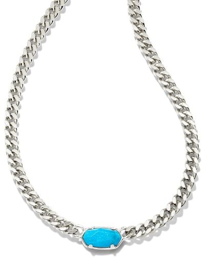Kendra Scott Elisa Sterling Silver Curb Chain Necklace - Blue