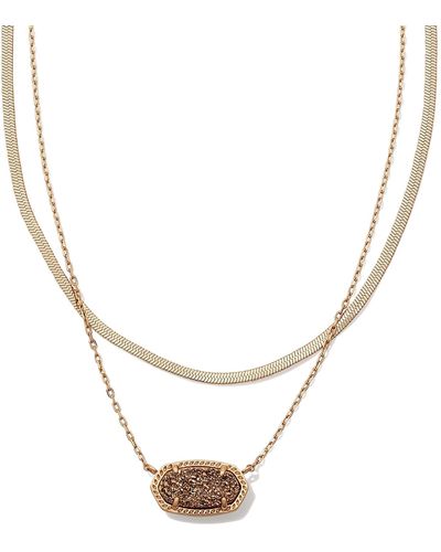 Kendra Scott Elisa Herringbone Rose Gold Multi Strand Necklace - Metallic