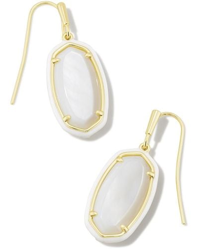 Kendra Scott Dani Gold Framed Drop Earrings - White
