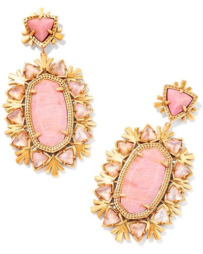 Kendra Scott Havana Vintage Gold Statement Earrings - Pink