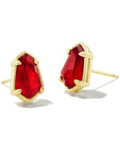 Kendra Scott Alexandria Gold Stud Earrings - Red