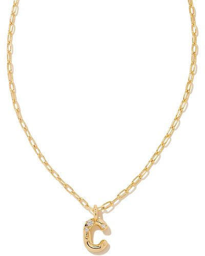 Kendra Scott Crystal Letter C Gold Short Pendant Necklace - Metallic