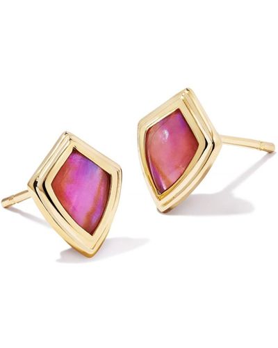 Kendra Scott Monica Gold Stud Earrings - Pink