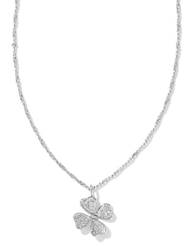 Kendra Scott Clover Silver Crystal Short Pendant Necklace - Metallic