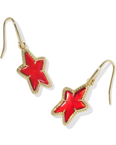 Kendra Scott Ada Gold Star Small Drop Earrings - Red