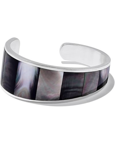 Kendra Scott Tenley Bright Silver Shell Cuff Bracelet - Black