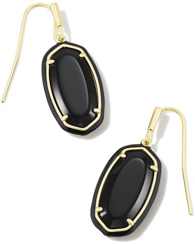 Kendra Scott Dani Gold Framed Drop Earrings - Black