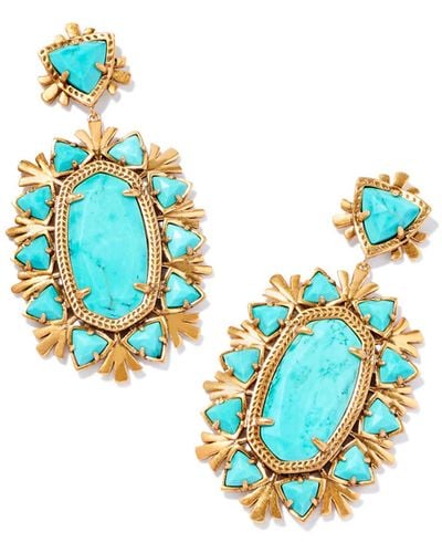 Kendra Scott Havana Vintage Gold Statement Earrings - Blue