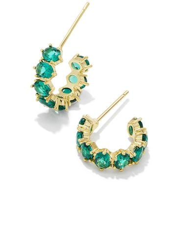 Kendra Scott Cailin Gold Huggie Earrings - Green