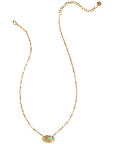 Kendra Scott Elisa Vintage Gold Etch Frame Short Pendant Necklace - White