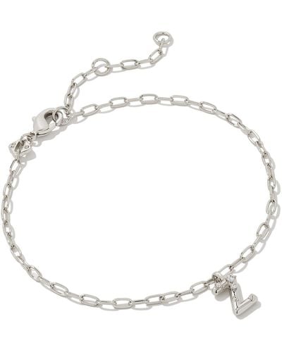 Kendra Scott Crystal Letter Z Silver Delicate Chain Bracelet - White